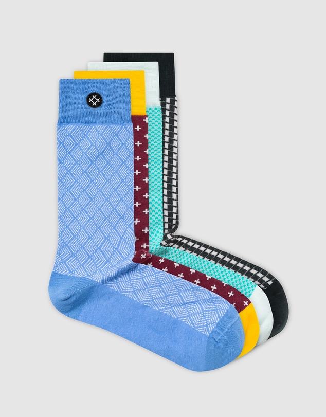 Sockdaily - Heartlines 4 Pack Crew Socks