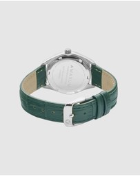 Maxum - Sydney - White Dial, Silver Tone Case & Green Leather Band