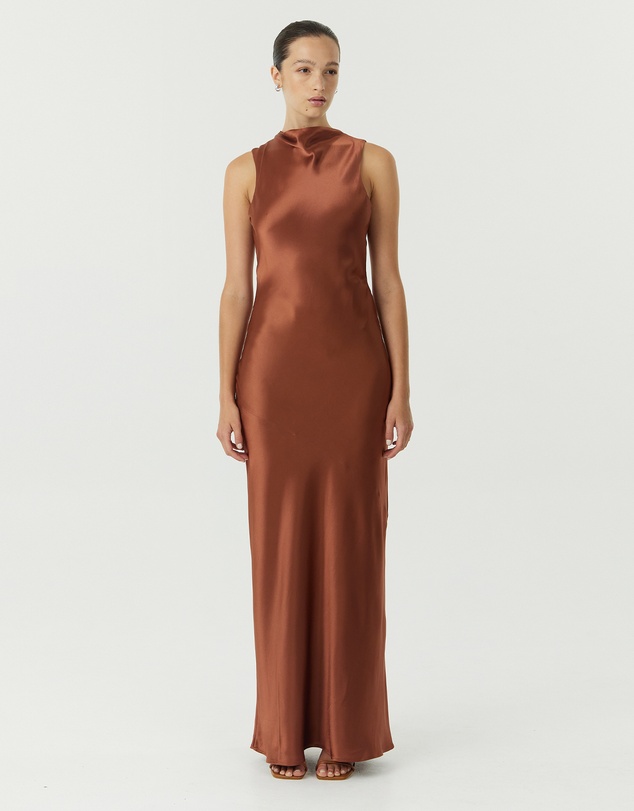 Third Form - Satin Bias Cowl Back Maxi Dress