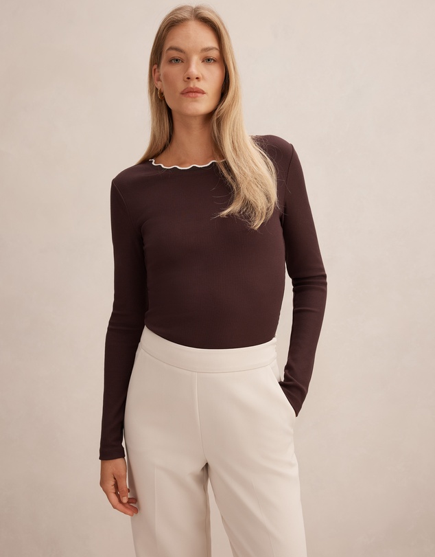 Forever New - Rebecca Scallop Long Sleeves Top
