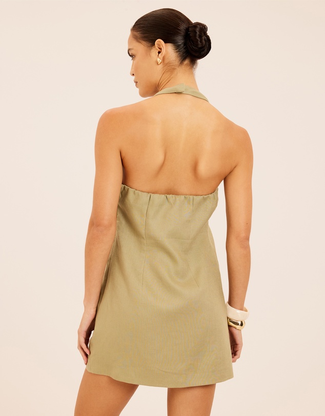 AERE - Zali Linen Halter Mini Dress