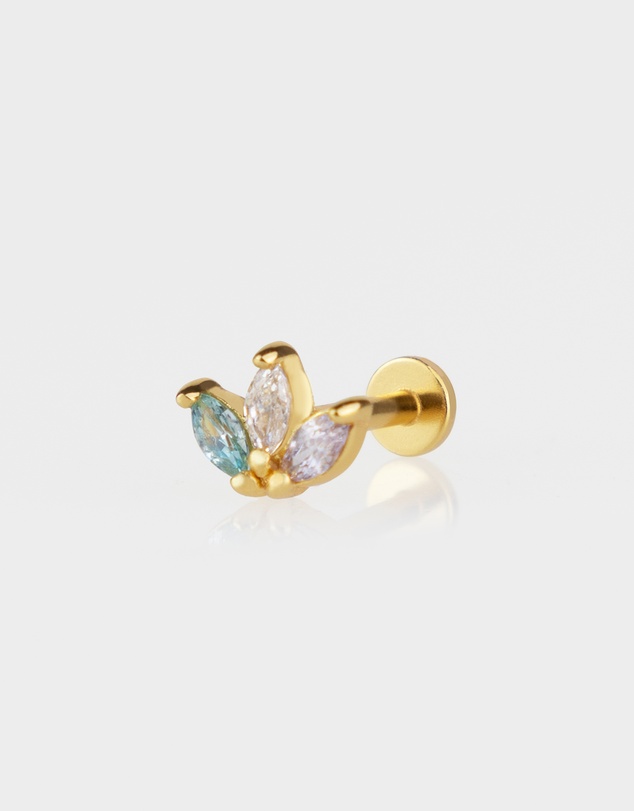 Wanderlust + Co - Trio Marquise Rainbow & Gold Flat Back Earring