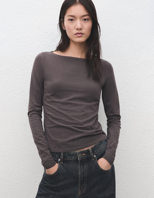 M.N.G - Cotton Boat Neck T-Shirt