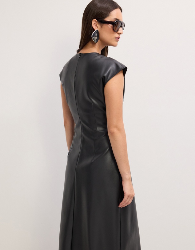 The Fated - Cam Faux Leather Midi Dress