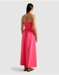 Forever New - Matisse Ruched Strapless Linen Midi Dress