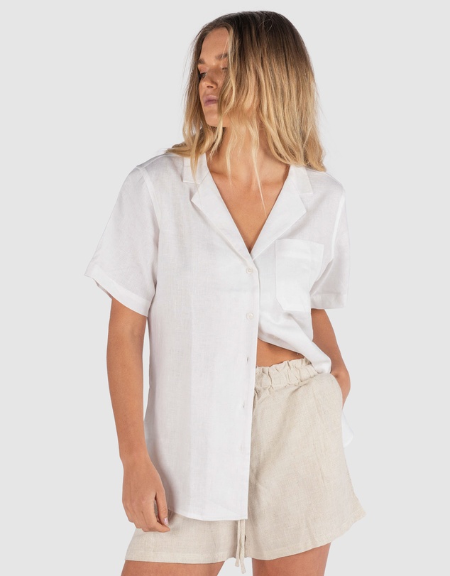 CAMIXA - REVERE Open Collar Short Sleeve Linen shirt