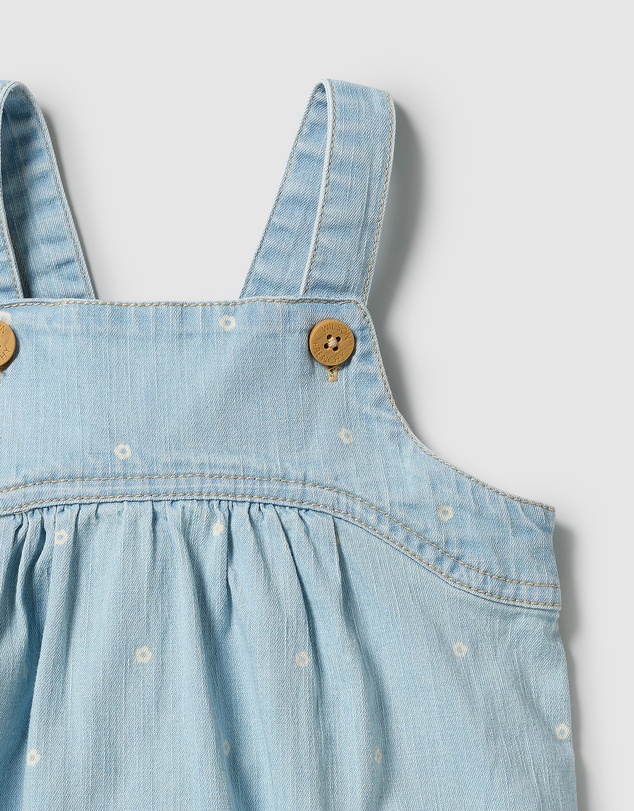 Wilson & Frenchy - Ditsy Daisy Organic Denim Bodysuit - Babies