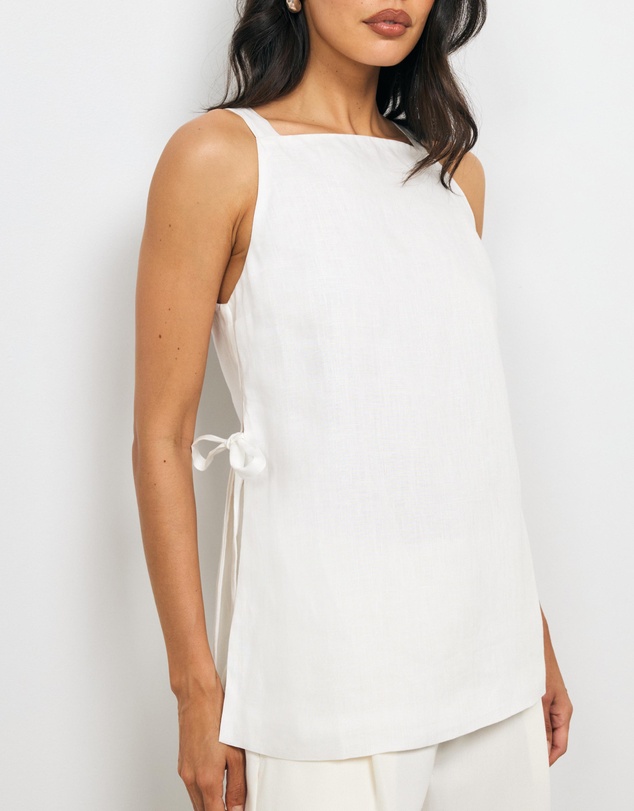 AERE - Maisie Linen Tie Side Top