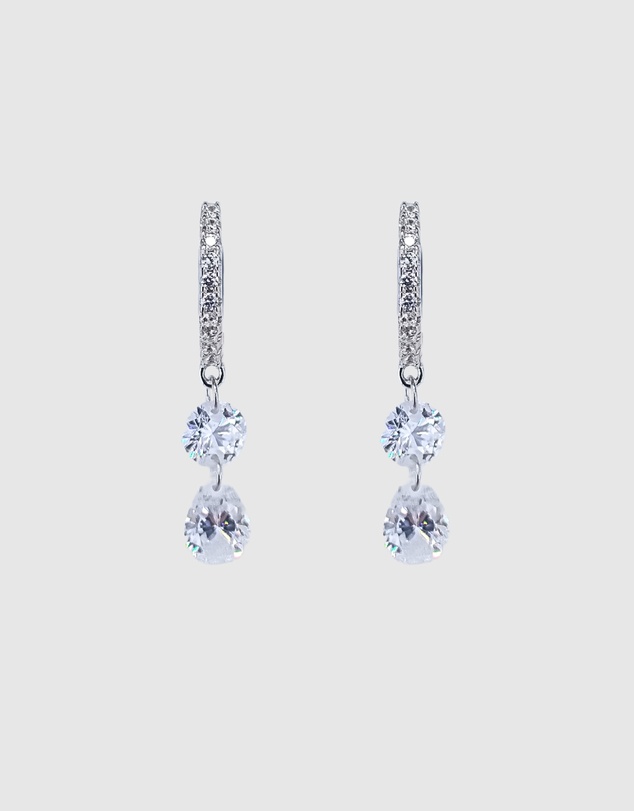 Izoa - Amber Double Drop Huggie Earrings