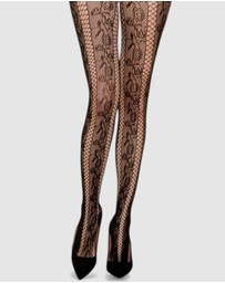 High Heel Jungle - Noir Stem Venom Lace Tights