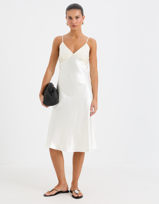 Calli - Lauren Satin Pleat Midi Dress