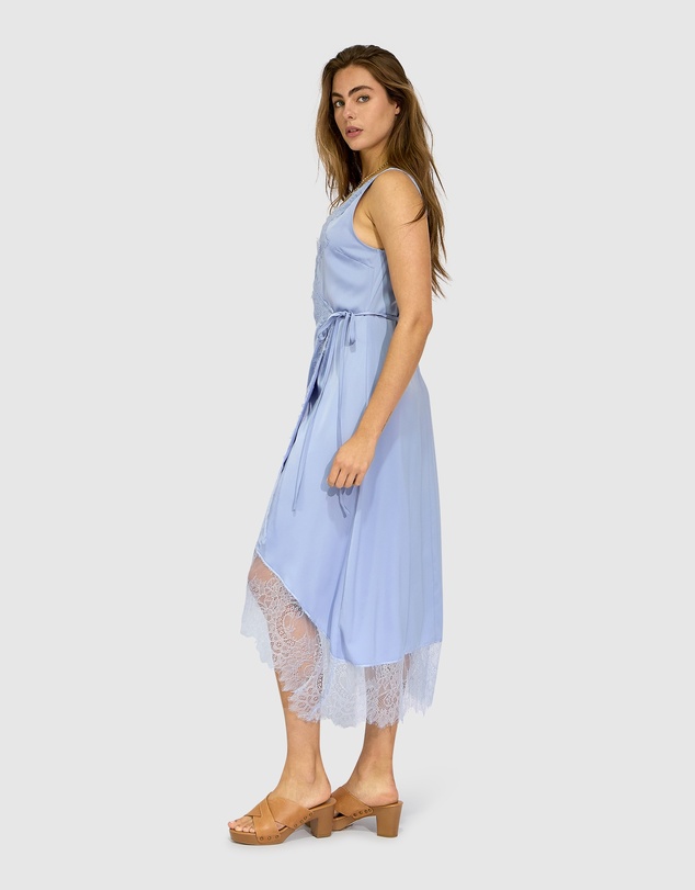 Belle & Bloom - Soft Temptation Lace Trim Wrap Dress