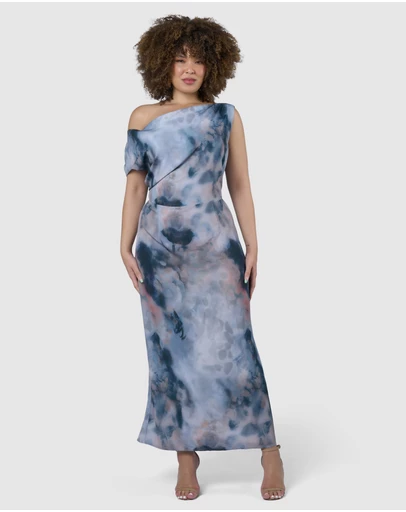 Sunday In The City - Phantom Maxi Satin Dress