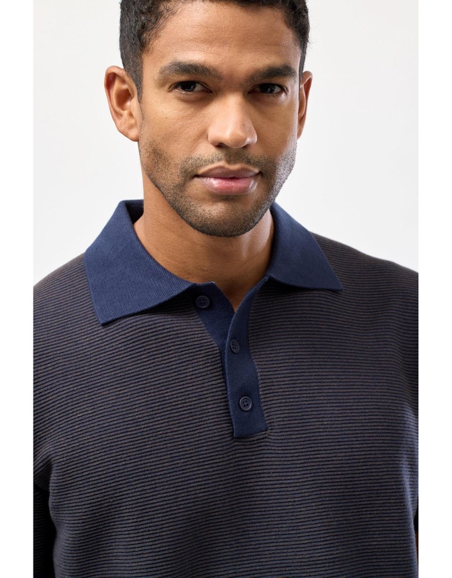 Brooksfield - Stripe Knitted Polo