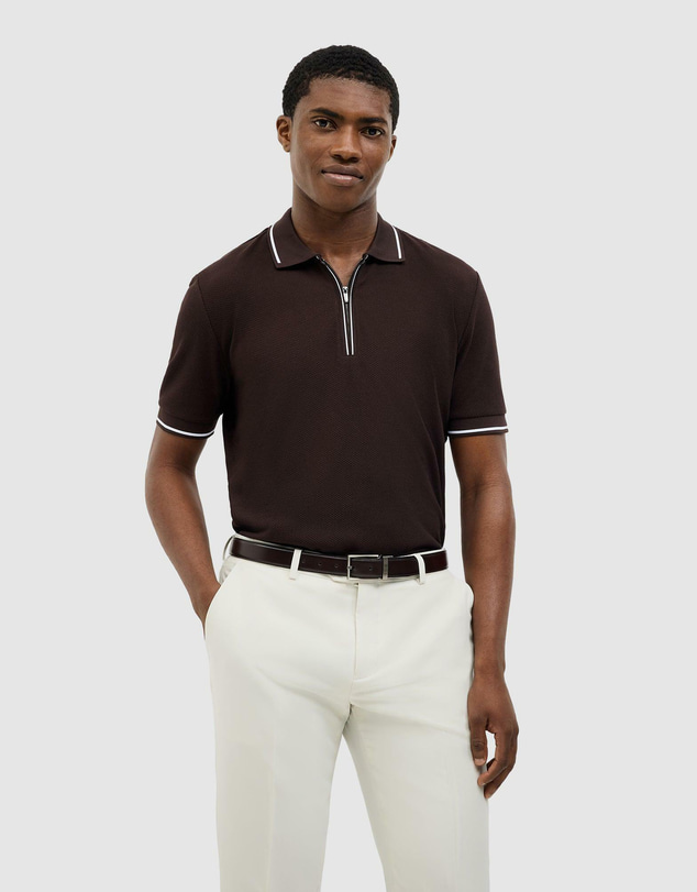 Politix - Morgan Textured Zip-up Polo