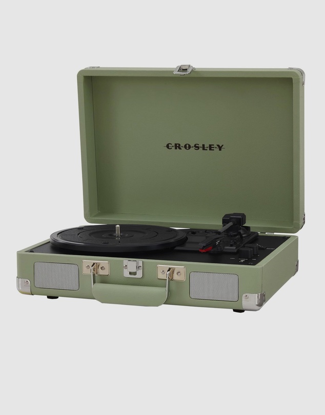 Crosley - Crosley Cruiser Bluetooth Portable Turntable - Mint + Bundled Crosley Record Storage Crate