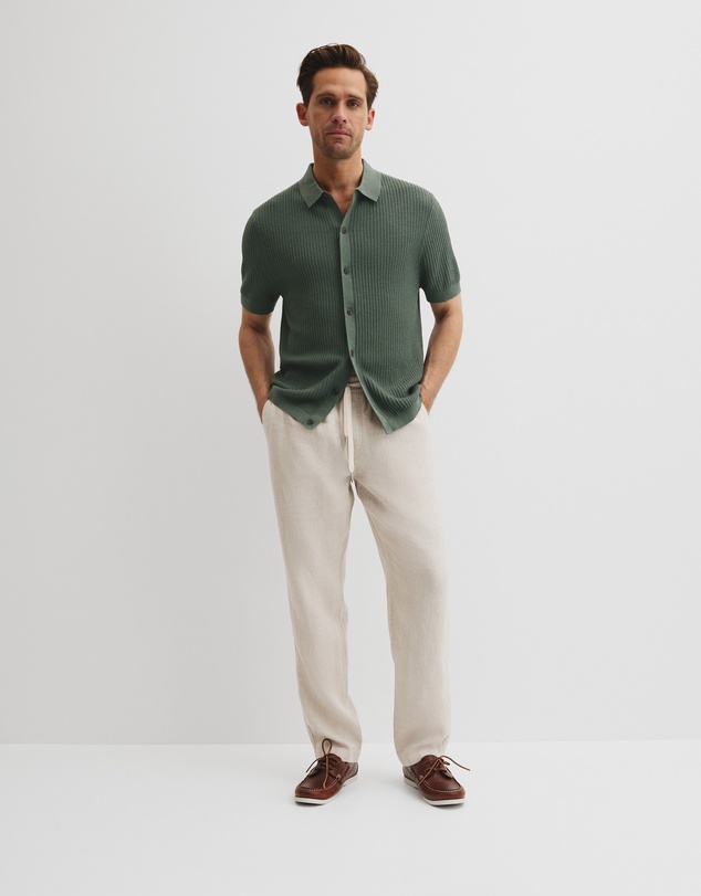 Country Road - Short Sleeve Cotton Linen Knit Shirt