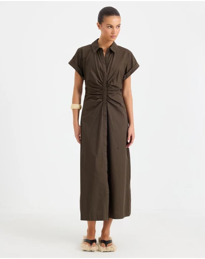 Calli - Pearson Ruched Front Midi Dress