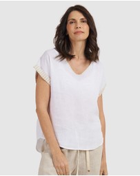 CAMIXA - Martina Linen V-Neck T-shirt