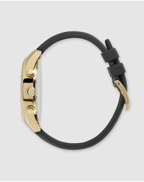 Maxum - Lansdowne Multifunction Chrono Gold Tone Case, Black Dial & Black Silicone Band