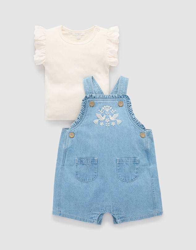 Purebaby - Denim Overall Set -Kids-Babies