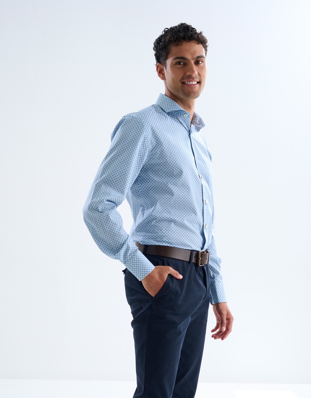 3 Wise Men - 3 Wise Men Washington Blue Print Shirt