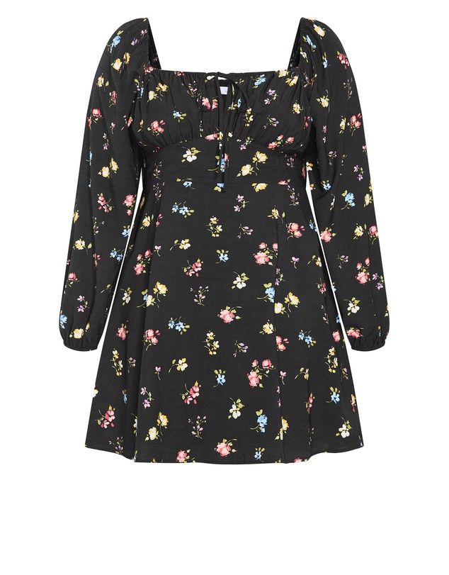 City Chic - Abbie Long Sleeve Print Mini Dress