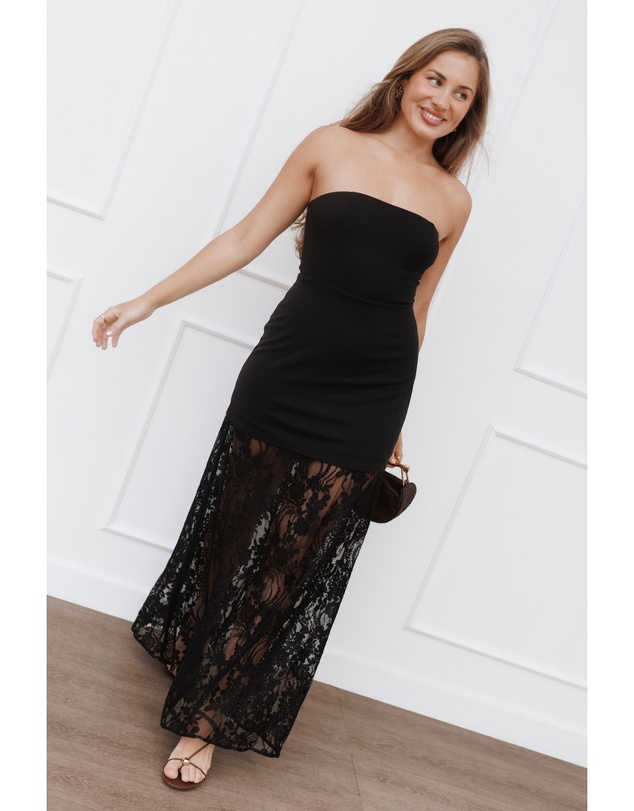 Petal & Pup - Wiley Strapless Lace Maxi Dress - Black