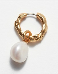 & Other Stories - Sculpted Pearl Drop Hoop Earrings