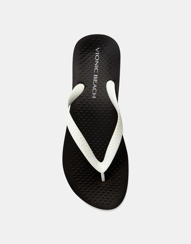 Vionic - Beach Manly Toe Post Sandal - Black/White
