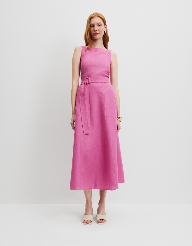 strapless open back dress Pink Multi Plaid Cotton Blend Maxi Dress - All Dresses
