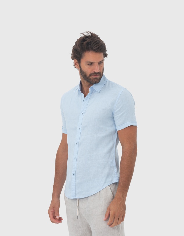 Coast Clothing - Short Sleeve Linen Shirt - Summer Blue