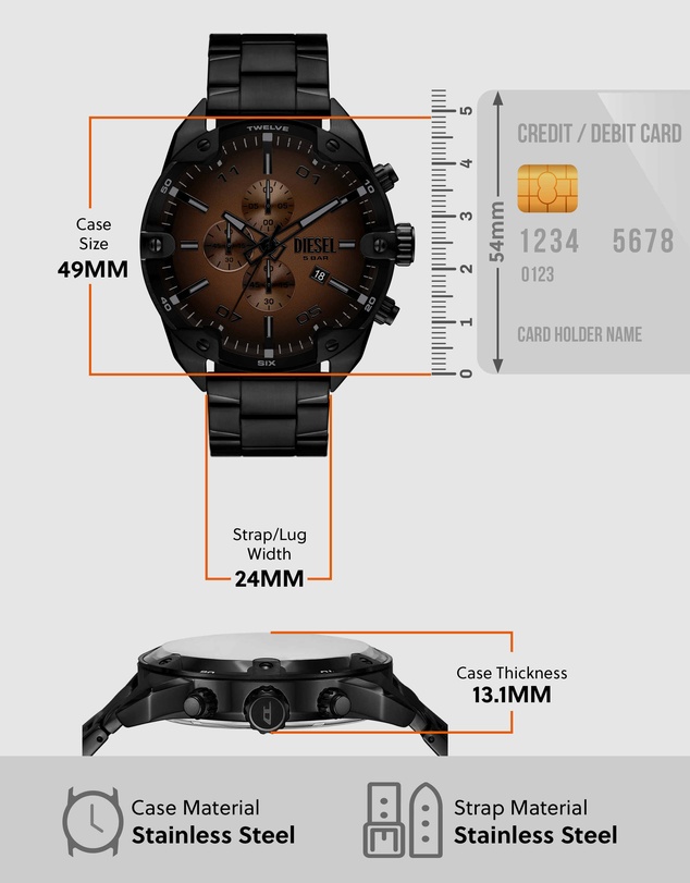 Diesel - Spiked Black Chronograph Watches