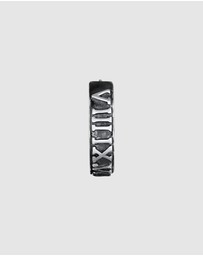 Kuzzoi - ICONIC EXCLUSIVE - Earrings Single Creoles Roman Numerals in 925 Sterling Silver Oxidised
