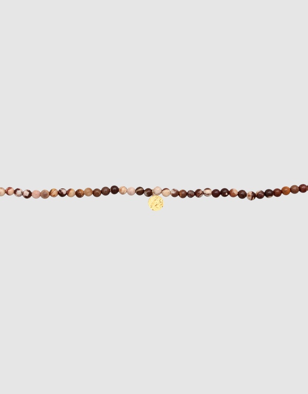 Elli Jewelry - Necklace Pearl Platelet Boho with Jasper Gemstones in 925 Sterling Silver Gold Plated