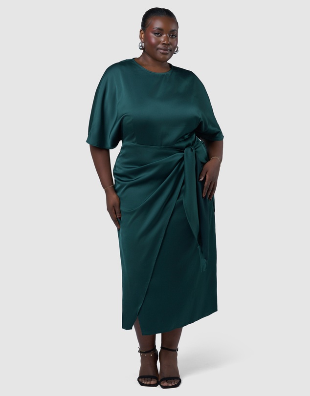 Pink Dusk by Curve Project - Act Up Satin Midi Dress