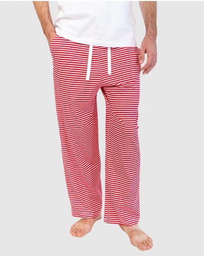 Sant And Abel - Men's Jersey Red Stripe PJ Pants