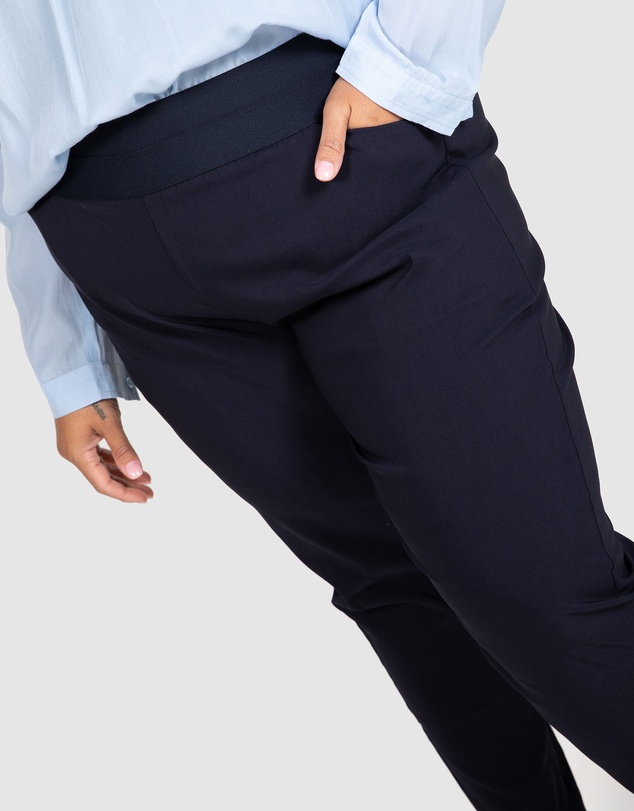 Love Your Wardrobe - Jada Wide Elastic Waist Stretch Bengaline Pants