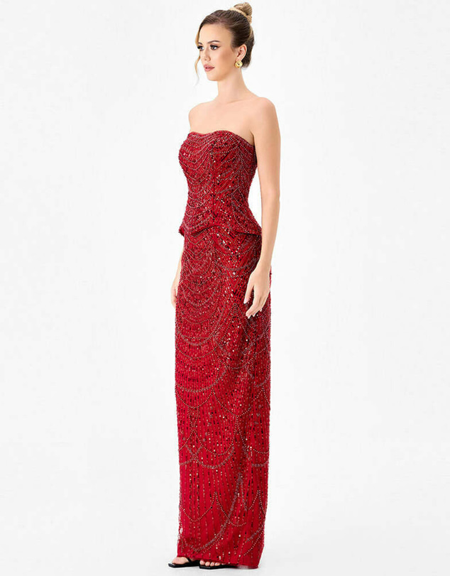 Bariano - Ruzy Peplum Sequin Gown