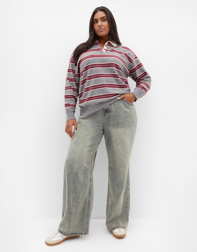 City Chic - Rugby Stripe Knit Jumper