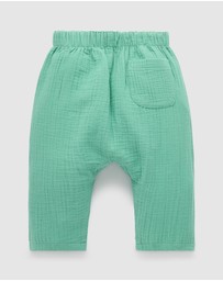 Purebaby - Slouchy Crinkle Cotton Pants -Kids-Babies