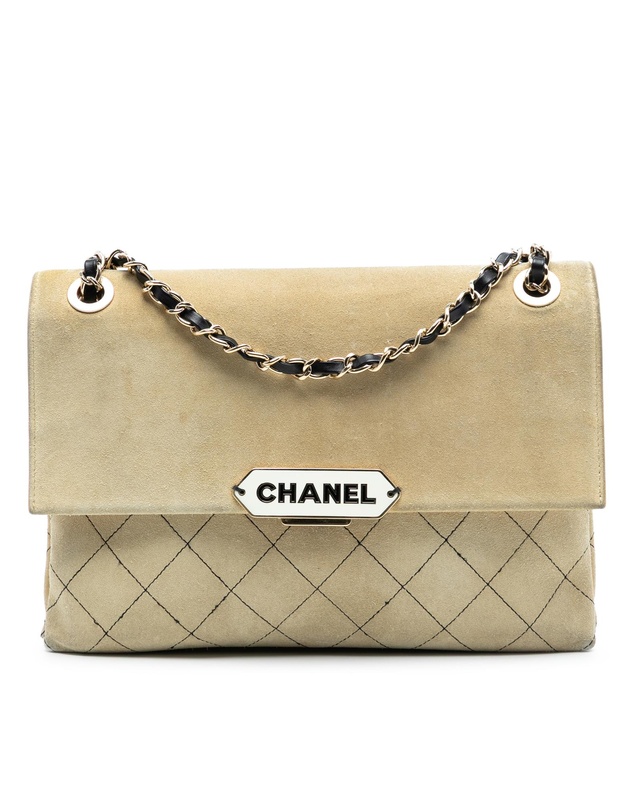 Pre-Loved by Azura Reborn - Pre-Loved Quilted Suede Retro Label Flap