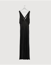 Revibe - Repaired Shona Joy La Lune Plunged Cross Back Maxi Dress - AU 14