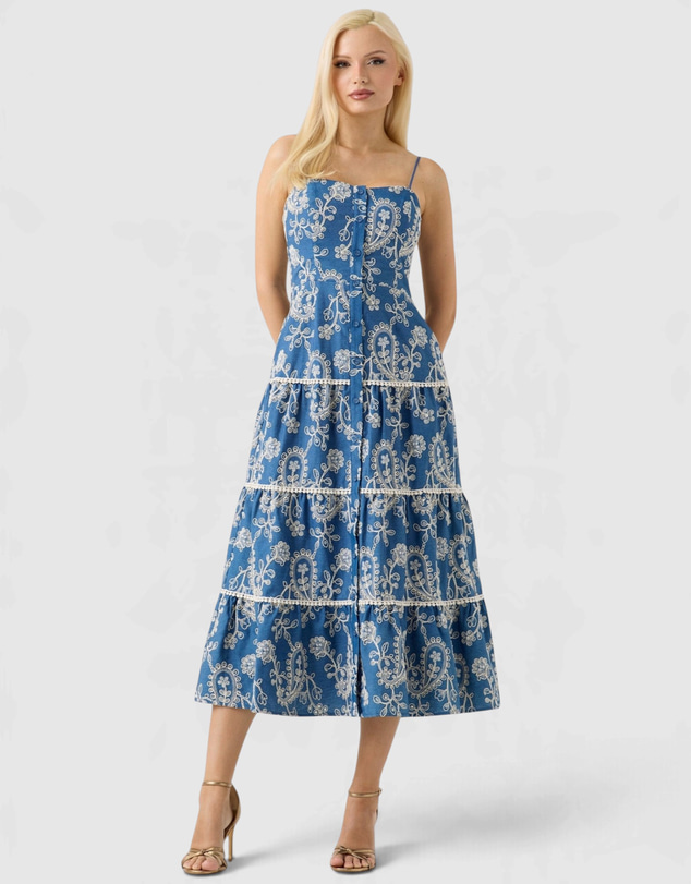 GUESS - Short Sleeve Evelyn Midi Dress