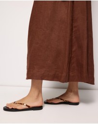 AERE - Nora Beaded Linen Maxi Dress
