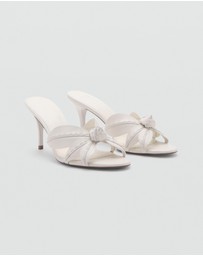 M.N.G - Leather Sandals with Flower Heels