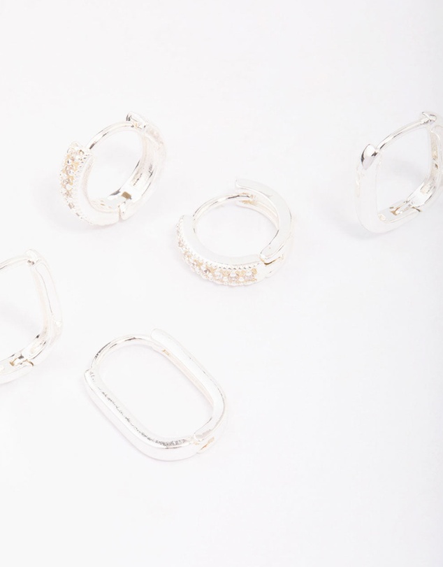 Lovisa - Silver Plated Brass Clean Pave Earring 3-Pack