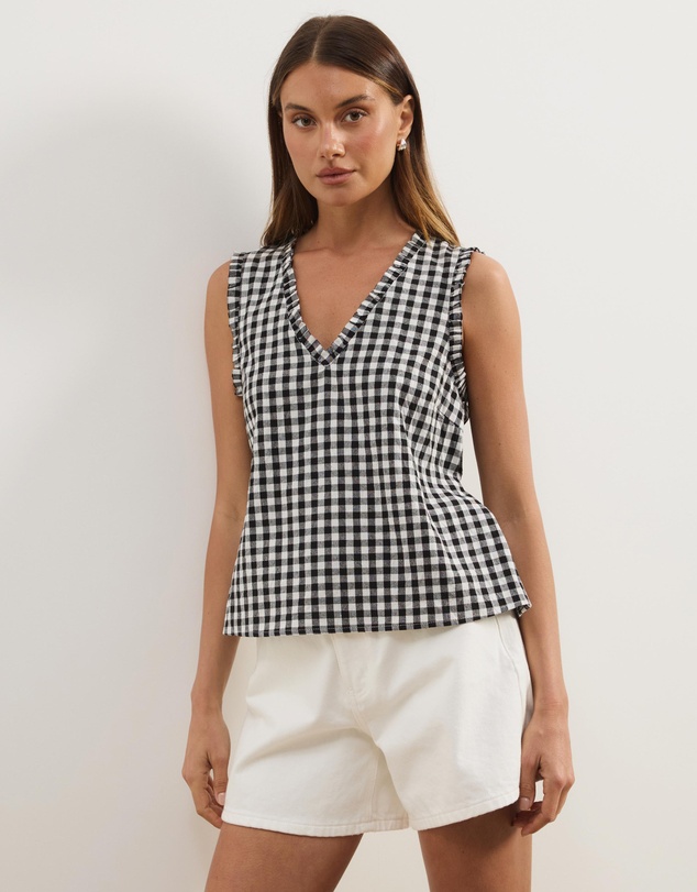 Atmos&Here - Lydia Gingham Tie Back Top