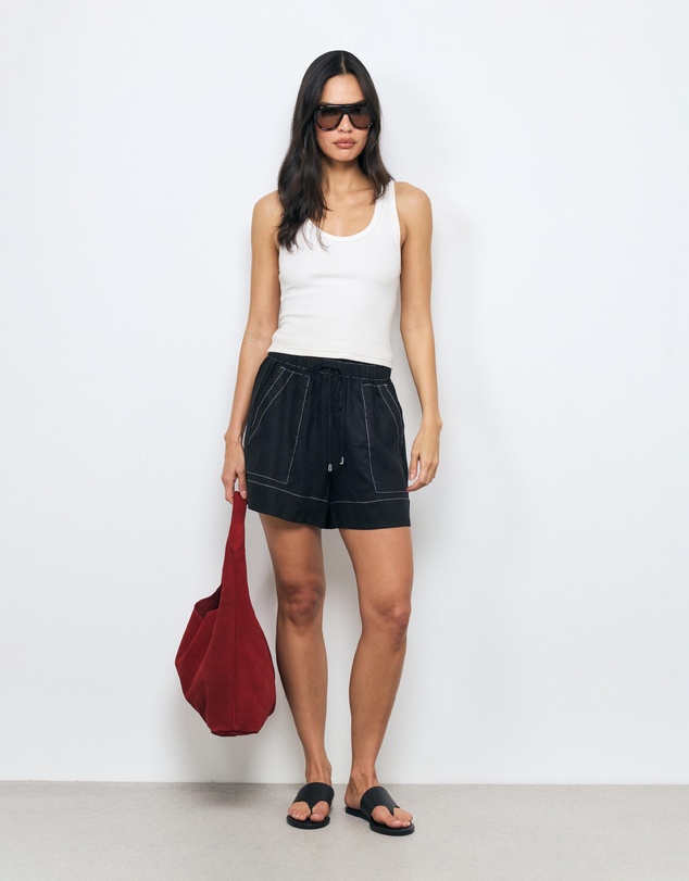 AERE - Poppy Contrast Topstitch Shorts