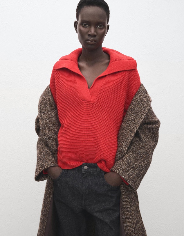 M.N.G - Polo-Neck Ribbed Sweater